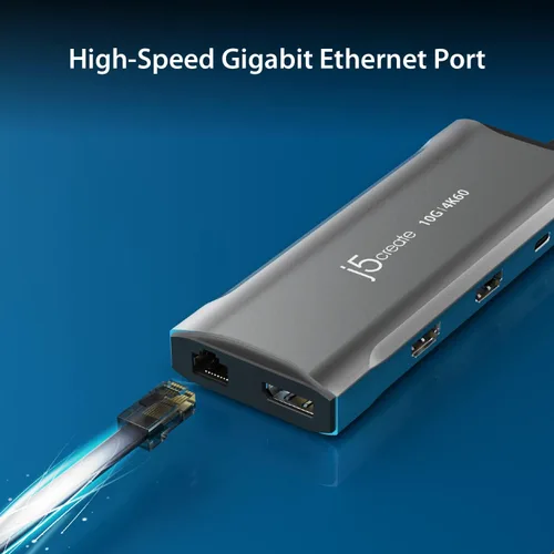 Miniatura 7 de j5create Concentrador de pantalla triple USB C 4K - 4K HDMI x2, 4K DP, 2 USB-A y USB-C 10Gbps, PD 100W, Ethernet, lector de tarjetas SD 4.0