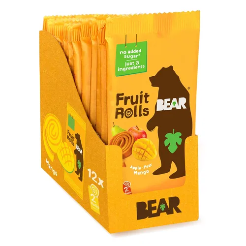 Miniatura 17 de BEAR Rollos de fruta real, paquete variado, 16 unidades (2 rollos por paquete)
