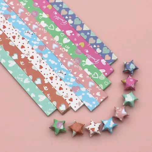 Miniatura 12 de Tiras de origami de estrellas, patrones de cielo estrellado, estrellas de papel, tiras de papel hechas a mano, artesanías (540 piezas)