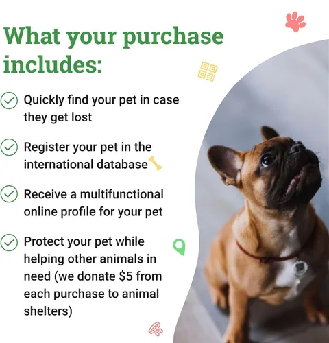 Miniatura 4 de Etiqueta para mascotas con código QR - ID de perro de servicio, ESA, etiquetas de nombre de apoyo emocional (hueso)