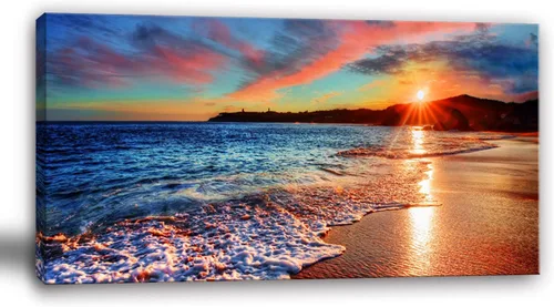 Miniatura 14 de Yxbhhym - Arte de pared en blanco y negro con temática de puesta de sol en la playa, decoración costera para la habitación, imagen del océano