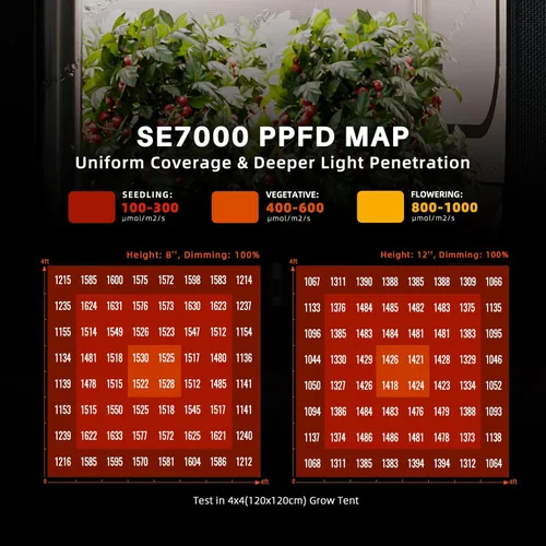 Miniatura 4 de Spider Farmer SE7000 - Luz LED de crecimiento de 730 W, cobertura de 5 x 5 pies, estilo de barra regulable de espectro completo, control