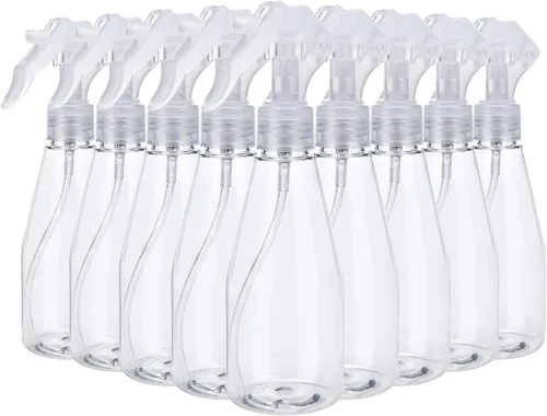 9 botellas de plástico con atomizador, pequeñas botellas vacías de 7 onzas líquidas, pulverizador de gatillo recargable de plástico de niebla fina