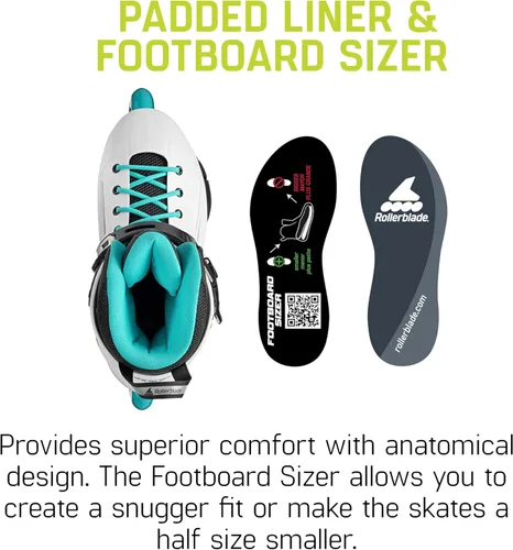 Miniatura 6 de Rollerblade Lightning - Patín en línea urbano para mujer, blanco y aguamarina