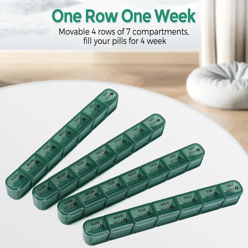 Miniatura 3 de Zoksi Organizador mensual de pastillas 28 días, 1 vez al día, organizador grande de 4 semanas, pastillero de un mes, organizador de medicamentos