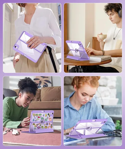 Miniatura 8 de MoKo Funda para iPad Air de 11 pulgadas 7ª/6ª generación M3/M2 2025/2024, iPad Air 5ª/4ª generación de 10.9 pulgadas 2022/2020 con soporte