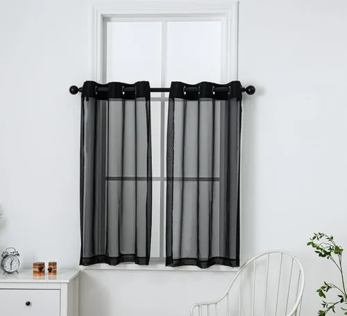Miniatura 67 de PI - Cortinas traslúcidas con paneles pequeños, cortina transparente para ventana de cocina, mirador, 2 paneles
