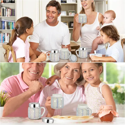 Miniatura 7 de Meanplan Taza de café con diamantes de imitación para regalo de Navidad, botella de agua con diamantes de imitación, taza de viaje portátil