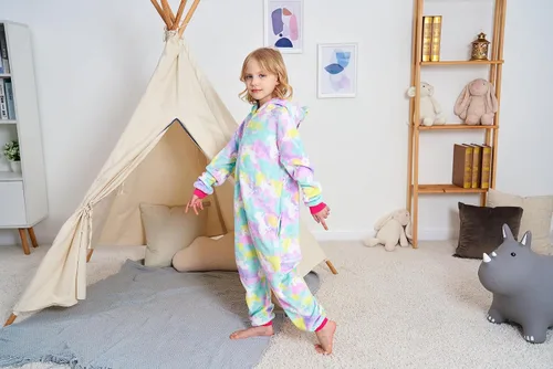 Miniatura 60 de Pijama de unicornio unisex para niños, enteritos para disfraz, Halloween