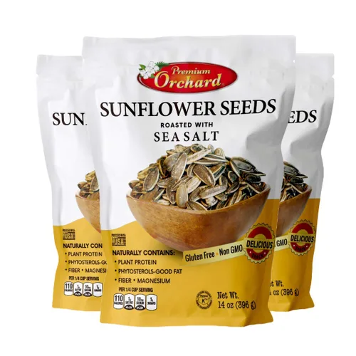 MIXED NUTS - Semillas de girasol tostadas de Premium Orchard – Semillas de girasol originales ligeramente saladas en cáscara con sal marina sin OMG,