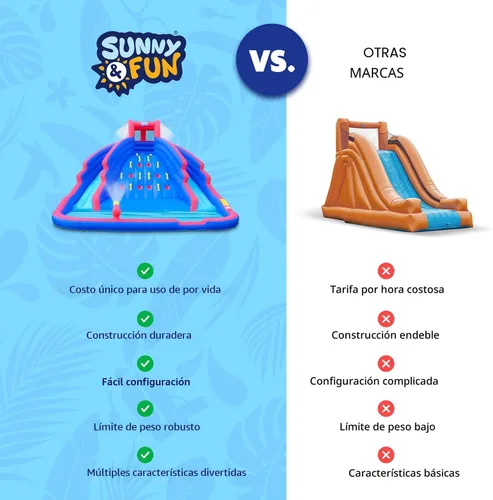 Miniatura 9 de Sunny & Fun Ultra Climber - Parque inflable de tobogán acuático – Resistente para diversión al aire libre – Pared de escalada, dos toboganes