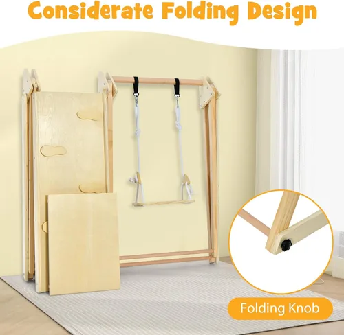 Miniatura 6 de HONEY JOY Gimnasio de la selva interior para niños, gran juego de escalador 5 en 1 con columpio para bebé, rampa deslizante, escalera y pared