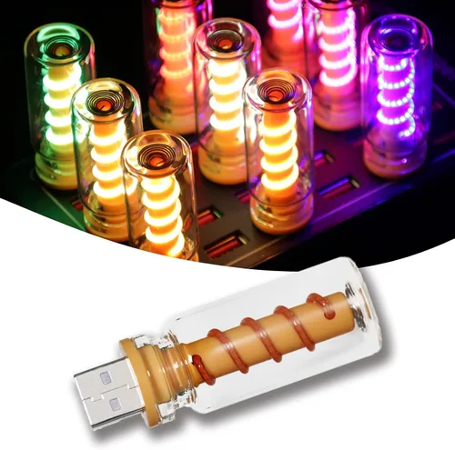 Miniatura 10 de Luz nocturna USB retro con control táctil, luces de ajuste táctil, luz nocturna USB automática enchufable, mini bombilla LED para automóvil, 905
