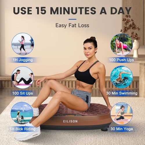 Miniatura 2 de EILISON FitMaxx 3D XL Vibration Plate Exercise Machine - Whole Body Workout Vibration Platform w/Loop Bands - Lymphatic Drainage Machine for