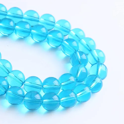 Miniatura 2 de Jiejinyu - 38 cuentas de vidrio espaciador de 10 mm azul claro, cuentas sueltas para hacer joyas, pulseras, collares Vidrio azul claro