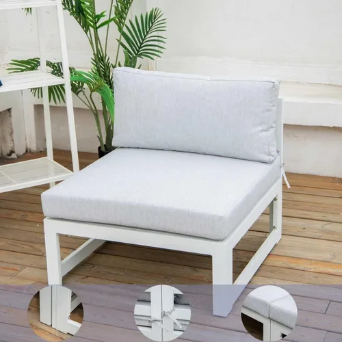 Miniatura 5 de RADIATA El sofá blanco de aluminio 2 pedazos sillas sin brazos al aire libre muebles de patio liquidación