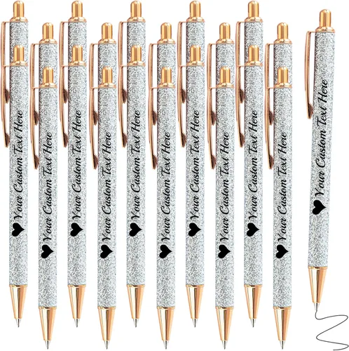 Miniatura 53 de Hasta 100 bolígrafos personalizados a granel con nombre, bolígrafo con purpurina personalizable, logotipo de negocios, mensaje de texto, regalo