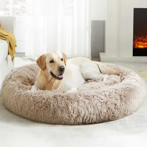 Miniatura 69 de WESTERN HOME WH Cama calmante para perros y gatos, dona acogedora anti-ansiedad, cama redonda cálida y acogedora de piel sintética, suave y azul