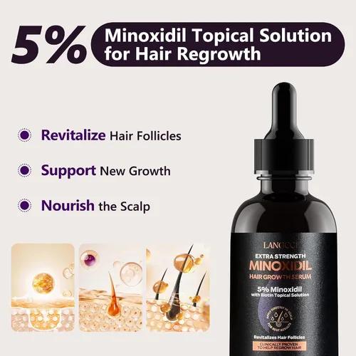 Miniatura 2 de Suero para el crecimiento del cabello de minoxidil al 5% para mujeres: tratamiento de pérdida de cabello extra fuerte con biotina para adelgazar