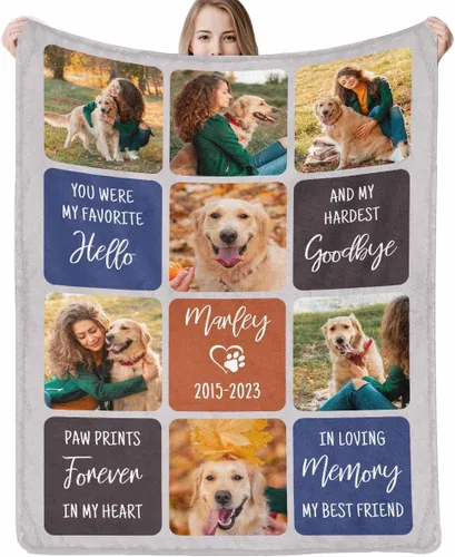 Miniatura 9 de Artsadd Manta conmemorativa personalizada con fotos para la pérdida de perros y gatos, manta conmemorativa personalizada, regalos de memoria amorosa