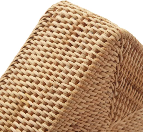 Miniatura 5 de Cestas de almacenamiento de frutas de ratán natural rectangulares de mimbre tejido para portallaves y control remoto, apilables, naturales, juego