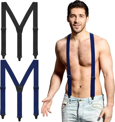 Janmercy 2 piezas de tirantes para debajo de la ropa para hombres, tirantes de aeropuerto, clips de plástico, para senderismo, tirantes ocultos para