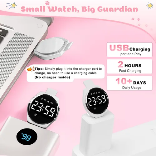 Miniatura 5 de Relojes digitales para niños y niñas, reloj deportivo con rastreador de fitness, podómetro, reloj despertador, cronómetro, no necesita aplicación