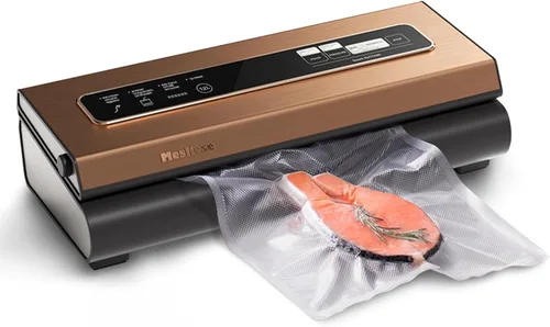 Miniatura 6 de Mesliese Máquina selladora al vacío, potente sistema compacto de preservación de alimentos 6 en 1 de precisión de 90 Kpa con cortador, 2 rollos