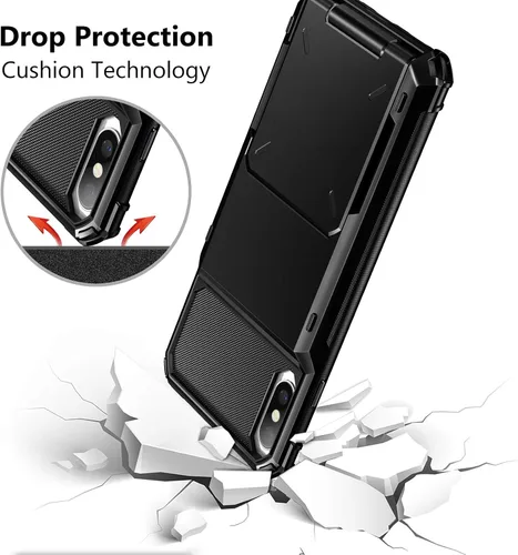 Miniatura 5 de Vofolen Funda para iPhone Xs Max, con ranura para identificación, tarjetero de crédito, resistente a los arañazos, de doble capa, protección contra