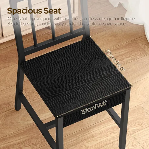 Miniatura 5 de YATINEY Dining Chairs Set of 4, Industrial Kitchen Chairs with Metal Frame, Slanted Back, Wooden Dining Chair Set, for Kitchen, Living Room, Black