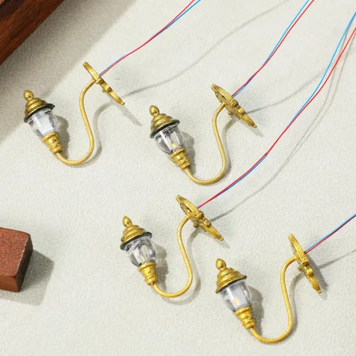 Miniatura 7 de DOITOOOL - 4 luces de pared para casa de muñecas, mini luces vintage para casa de muñecas, apliques de pared a escala 1:87, modelos para bricolaje