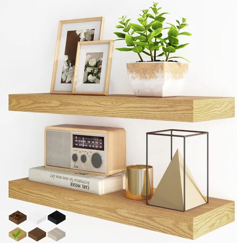 Miniatura 71 de Fun Memories Estantes flotantes para pared, estantes flotantes de 48 pulgadas de largo, juego de 1, estante colgante con soportes invisibles