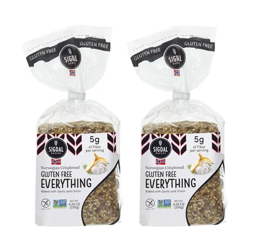 Sigdal Bakeri All Natural Norwegian Crispbread - Galletas sin OMG, veganas, sin azúcar, alta fibra, bajas en carbohidratos, altas en proteínas,