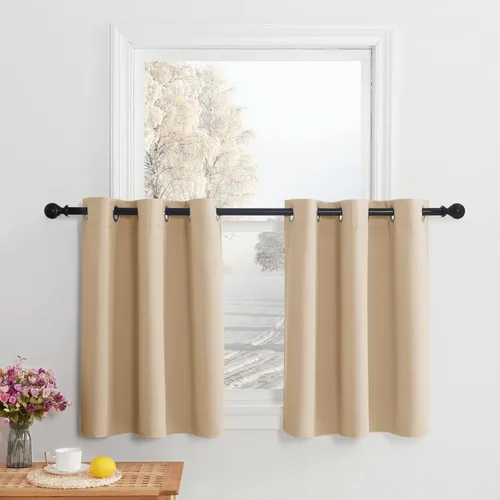 Miniatura 116 de NICETOWN Cortinas opacas de cocina para ventana sobre el fregadero, aislamiento térmico, decoración del hogar, pequeños niveles opacos con ojales