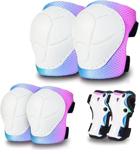 Miniatura 5 de Almohadillas de patineta para niños, coderas y muñequeras, equipo de protección, correas dobles fuertes y clips ajustables de fácil fijación