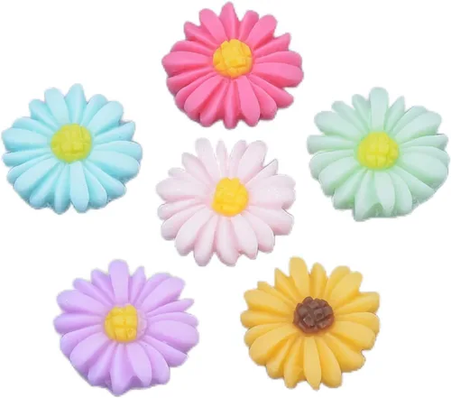 Miniatura 13 de Craftdady Cuentas de flores de resina, 72 piezas de cabujones de flores kawaii con parte trasera plana, 2 estilos, sin agujero, cuentas de rosas