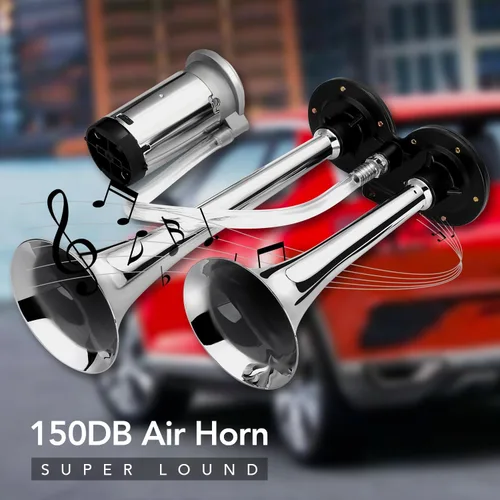 Miniatura 8 de HK Kit de bocina de aire de 12 V y 150 db para camión, automóvil, bocina de tren súper fuerte para camión, bocinas de aire de trompeta doble