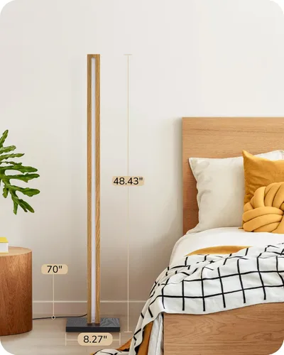 Miniatura 7 de EDISHINE Lámpara de pie de esquina de madera LED, lámpara de pie moderna regulable con control remoto, lámparas de pie minimalistas para sala
