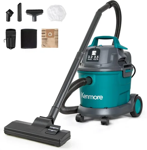 Miniatura 8 de Kenmore KW3050 Aspiradora de cartucho húmedo y seco de 4 galones, 5 HP Pico con motor de 2 etapas, limpiador con filtro HEPA lavable y bolsas