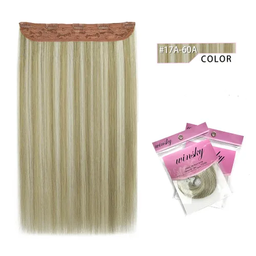 Miniatura 2 de Winsky Extensiones de cabello de cabello humano real - Una pieza con reflejos rubios, extensiones de cabello Remy con clip para mujeres