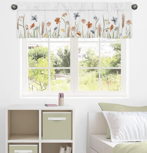 Miniatura 2 de Sweet Jojo Designs Cenefa de ventana de jardín floral bohemio para niña de flores, tratamiento de cortina para habitación de bebé, habitación