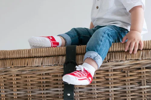 Miniatura 5 de Baby Boy Socks with Sneaker Shoe Look-Non-slip Gripper Soles-3 or 6 Pairs-Cotton-Gift Packaged-Baby Shower-Faux Shoelaces