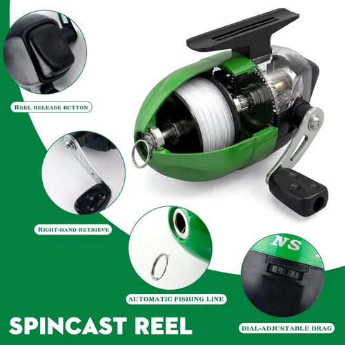 Miniatura 5 de Combo de caña de pescar familiar, 2 piezas portátil para padres e hijos, kit de pesca de viaje de 6.89 pies y 4.92 pies, carrete de pesca