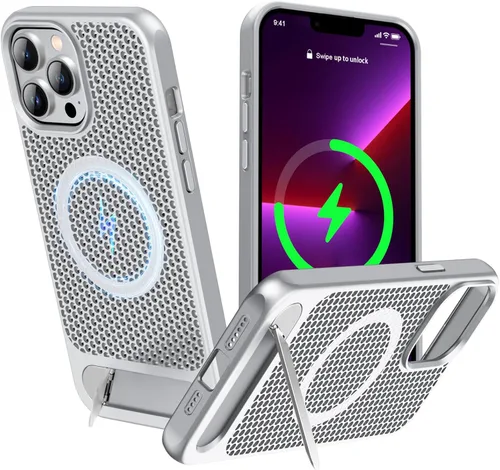 Miniatura 44 de Funda magnética de disipación de calor para iPhone 13 Pro Max, para MagSafe, protección contra caídas Coolingf, funda con función atril ajustable