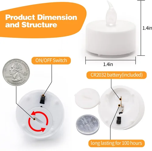 Miniatura 2 de KOABY Paquete de 100 luces de té LED de color blanco cálido, duran más de 100 horas +, luces de té parpadeantes sin llama que funcionan