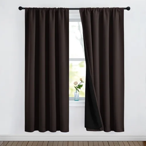 Miniatura 83 de NICETOWN Cortinas blancas 100% opacas, 2 capas gruesas completamente opacas con bolsillo para barra, cortinas aislantes térmicas para Blanco puro