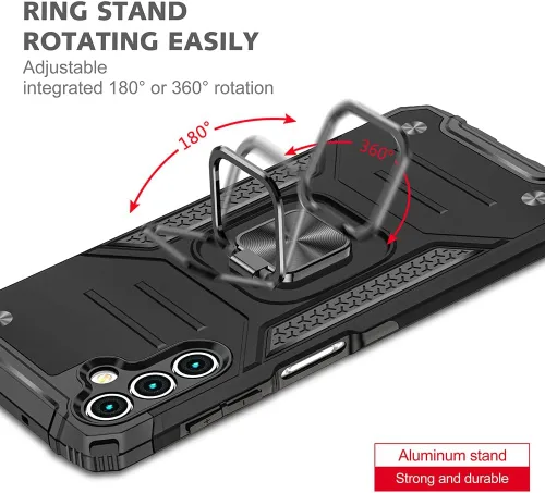 Miniatura 4 de HNHYGETE Funda para Samsung A13 5G, Galaxy A13 5G con protector de pantalla, soporte giratorio de grado militar de 360° (resistente), fundas Negro