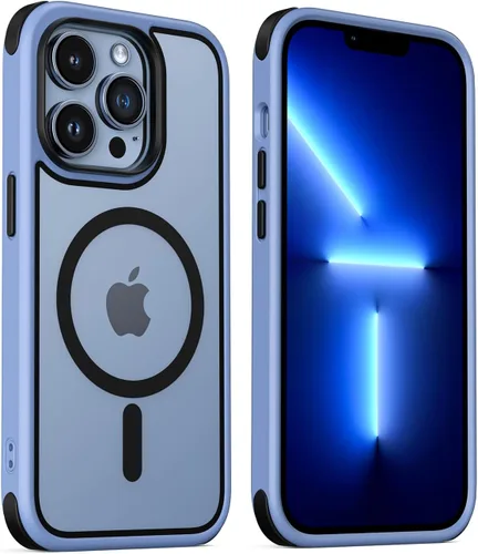 Miniatura 22 de Mobnano Funda para iPhone 13 Pro, compatible con MagSafe, funda transparente con anillo magnético, diseño multicolor protector a prueba de golpes