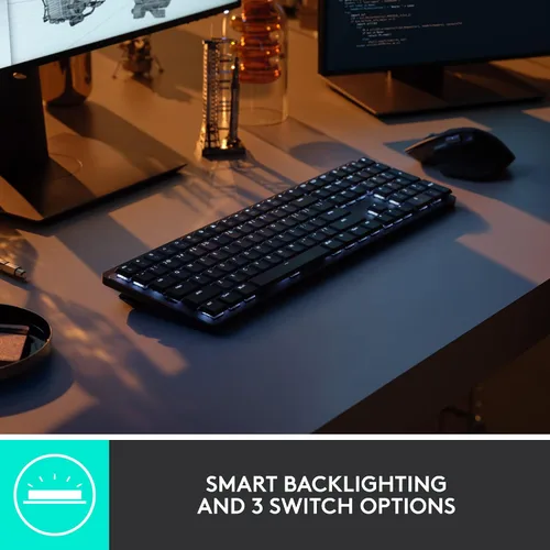 Miniatura 10 de Logitech MX Teclado inalámbrico iluminado mecánico de tamaño completo, lineal y MX Master 3S Performance Wireless Bluetooth Mouse Bundle, macOS