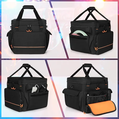 Miniatura 3 de LUXJA Bolsa acolchada para 2 luces de efecto o luces de cabeza móvil, bolsa de luz de efecto con divisor interior y bolsillos para accesorios